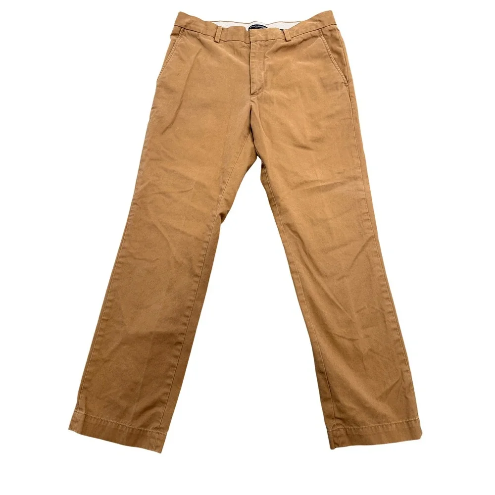 Banana Republic Aiden Chino Pants Mens 33x30 Brown Cotton Slim Flat Front